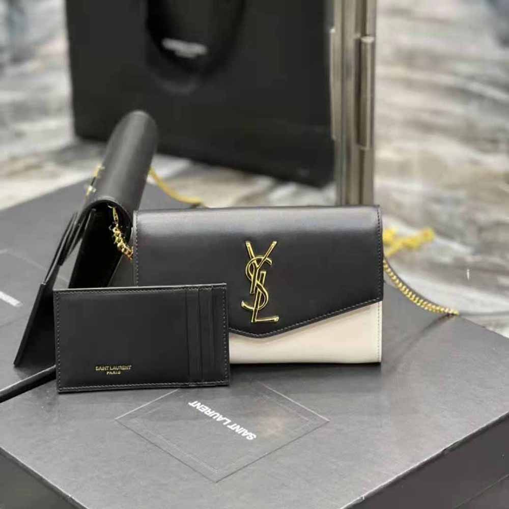 YSL Uptown Clutch in Shiny Smooth Leather