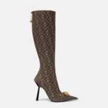 Versace Women Fendace FF Jacquard Boots-Brown