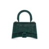 Balenciaga Women Hourglass XS Handbag with Rhinestones-Dark Green