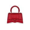 Balenciaga Women Hourglass XS Handbag with Rhinestones-Red