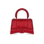 Balenciaga Women Hourglass XS Handbag with Rhinestones-Red