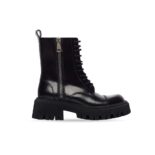 Balenciaga Women Tractor 20mm Lace-Up Boot in Black Smooth Calfskin