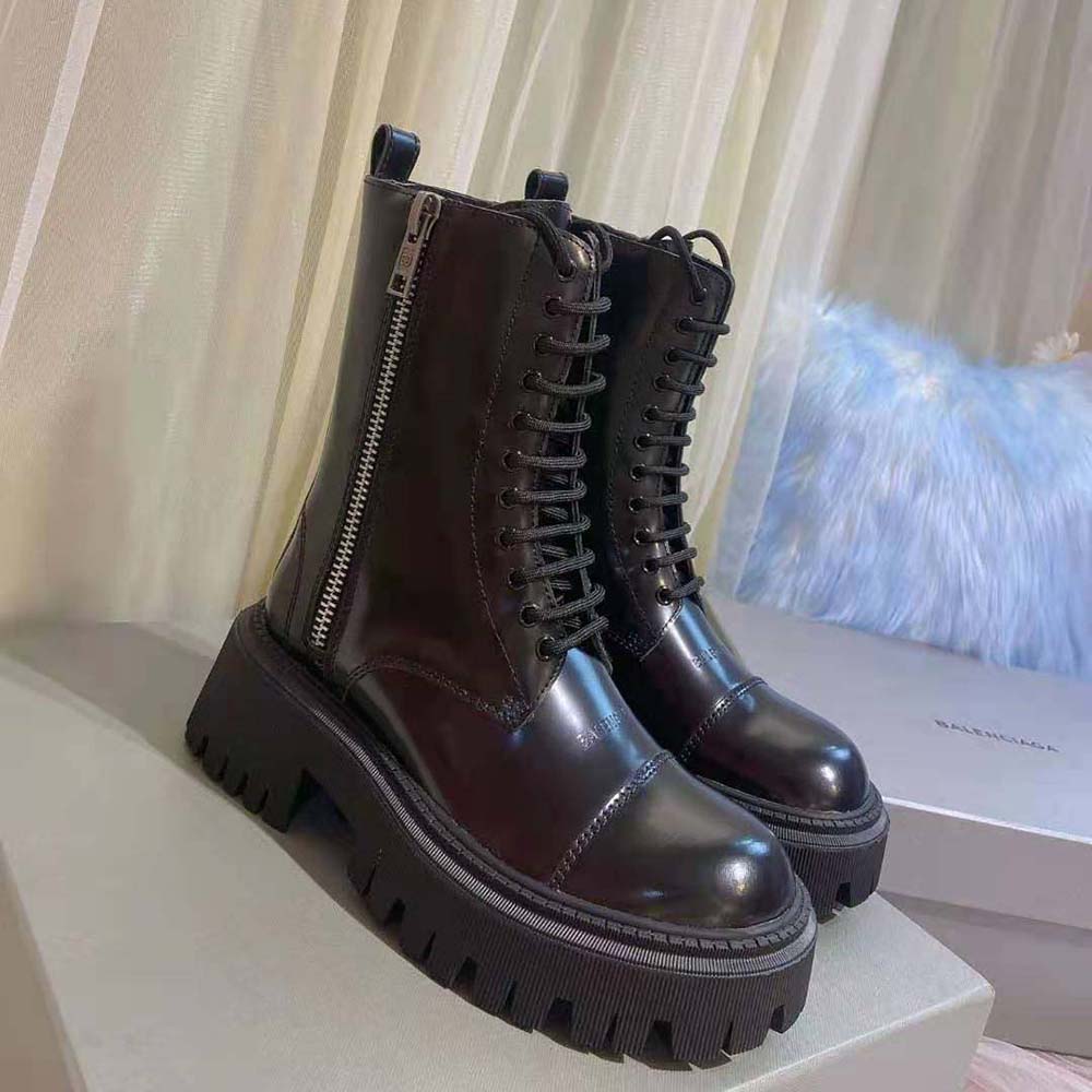 Balenciaga Women Tractor 20mm Lace-Up Boot in Black Smooth Calfskin 6 Balenciaga Women Tractor 20mm Lace-Up Boot in Black Smooth Calfskin - Image 6