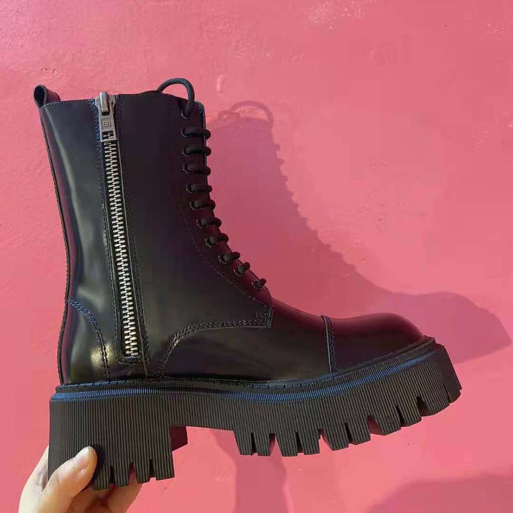 Balenciaga Women Tractor 20mm Lace-Up Boot in Black Smooth Calfskin 8 Balenciaga Women Tractor 20mm Lace-Up Boot in Black Smooth Calfskin - Image 8