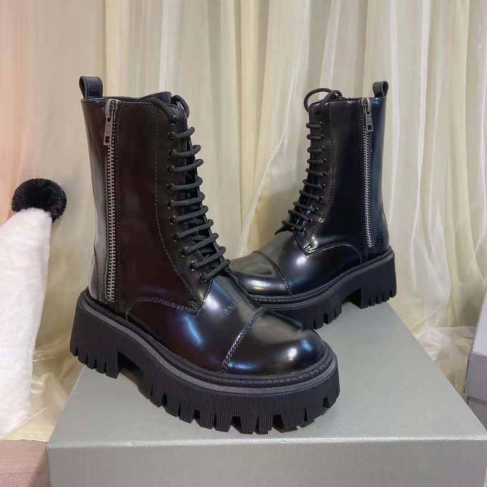 Balenciaga Women Tractor 20mm Lace-Up Boot in Black Smooth Calfskin 3 Balenciaga Women Tractor 20mm Lace-Up Boot in Black Smooth Calfskin - Image 3