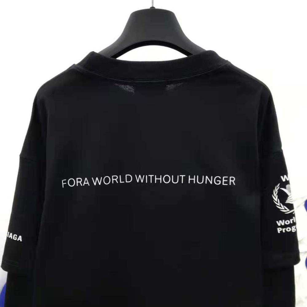 Balenciaga Men WFP Double Sleeves T-Shirt in Black and White