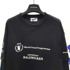 Balenciaga Women WFP Double Sleeves T-Shirt in Black and White Vintage  Jersey