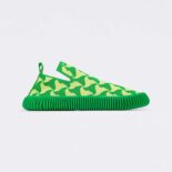 Bottega Veneta Unisex Ripple Wavy Triangle Tech Knit Slip-on Sneakers-Lime