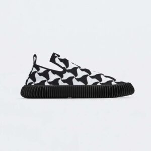 Bottega Veneta Unisex Ripple Wavy TriangleTech Knit Slip-on Sneakers-Black