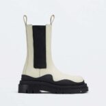 Bottega Veneta Unisex Tire Chelsea Boot in Vegetally-Tanned Leather-White