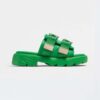 Bottega Veneta Women Flash Padded Technical Fabric Flat Sandals-Green