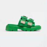 Bottega Veneta Women Flash Padded Technical Fabric Flat Sandals-Green
