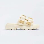Bottega Veneta Women Flash Padded Technical Fabric Flat Sandals-White