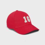 Celine Women 16 Patch Cotton Baseball Cap-Red