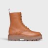 Celine Women Bulky Laced up Boot in Calfskin-Brown