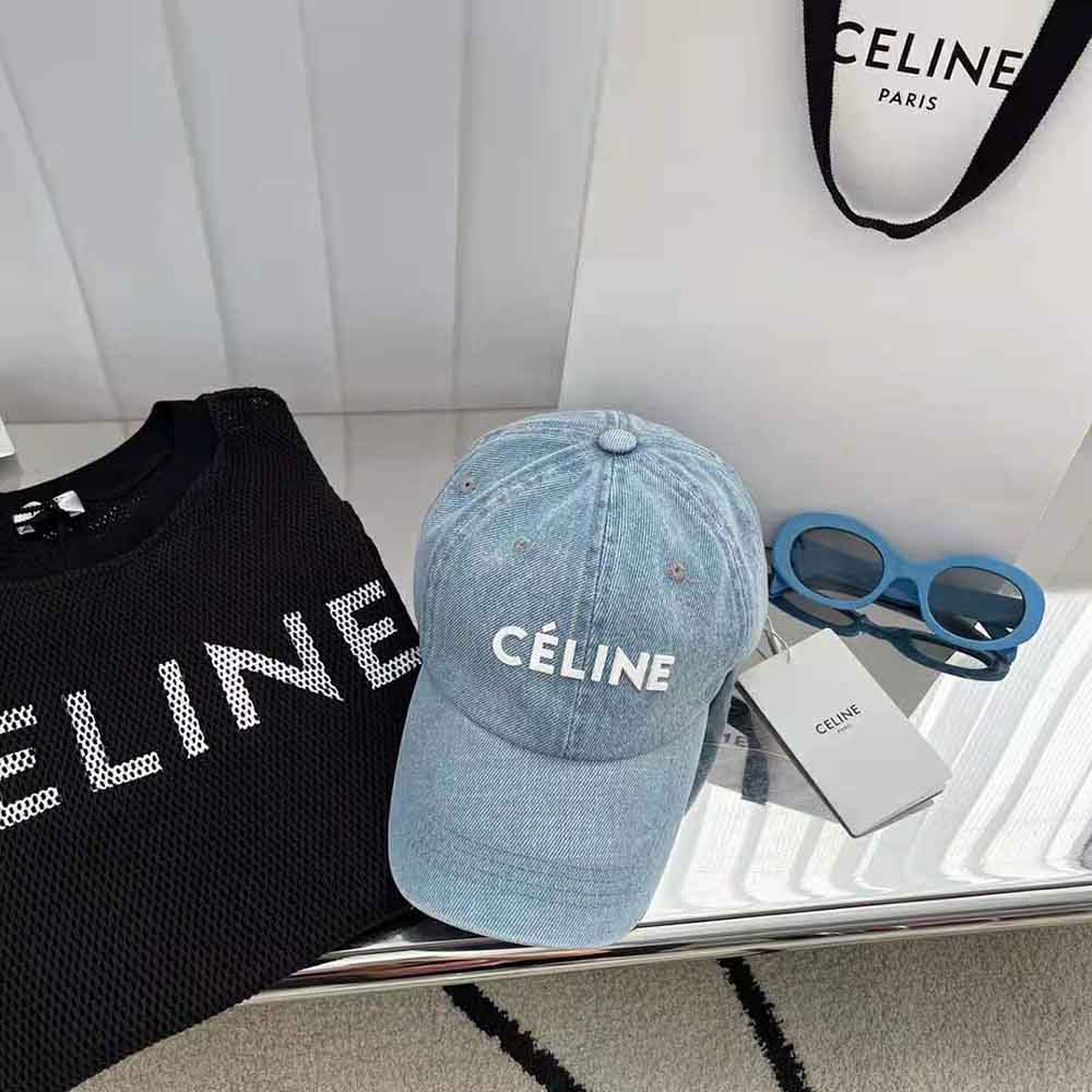 Celine Denim Triomphe Baseball Cap - Blue Hats, Accessories - CEL231879