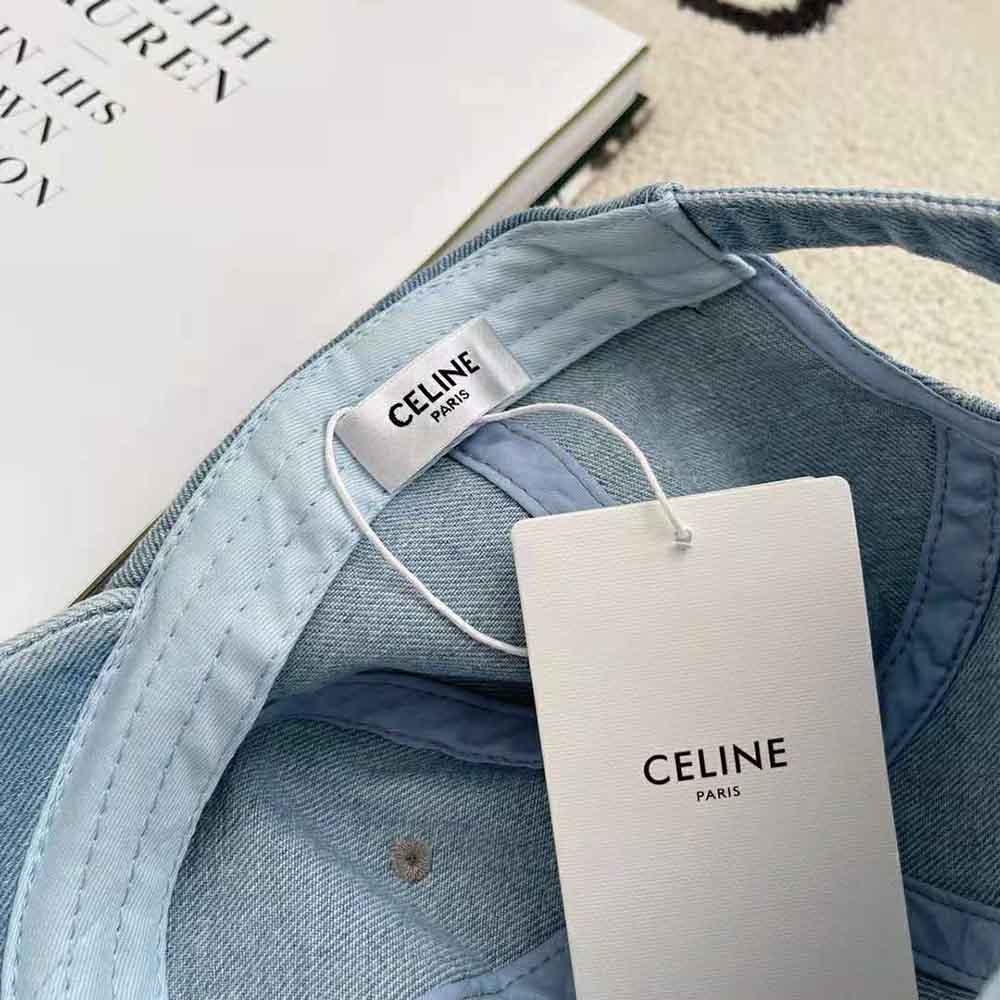 Celine Denim Triomphe Baseball Cap - Blue Hats, Accessories - CEL231879