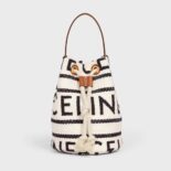 Celine Women Teen Drawstring in Textile with Celine All-Over and Calfskin