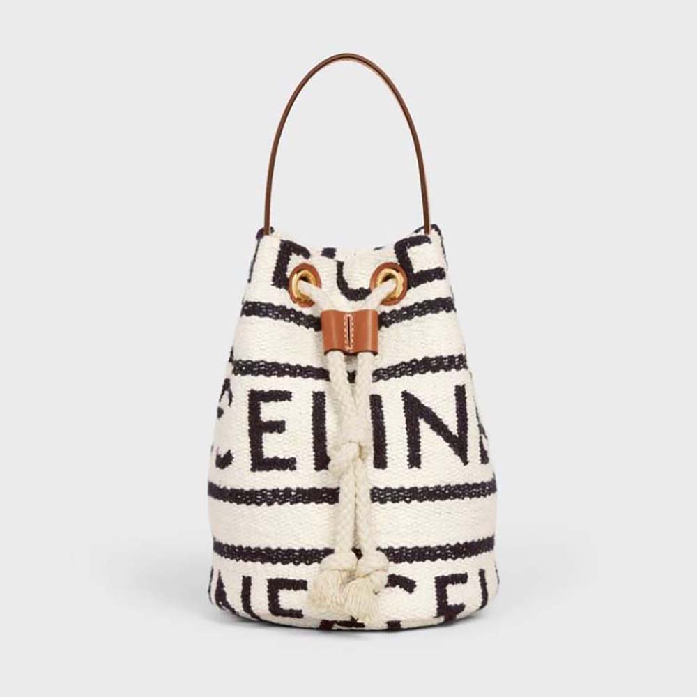 Teen drawstring in raffia and calfskin - CELINE