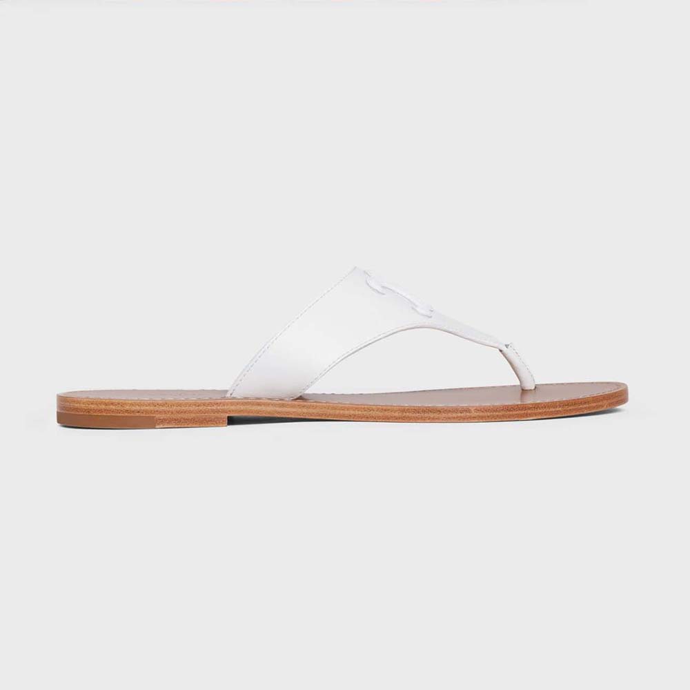 LYMPIA TRIOMPHE THONG IN CALFSKIN WHITE