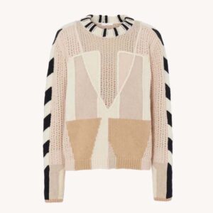 Chloe Women Graphic Knit Sweater-Beige