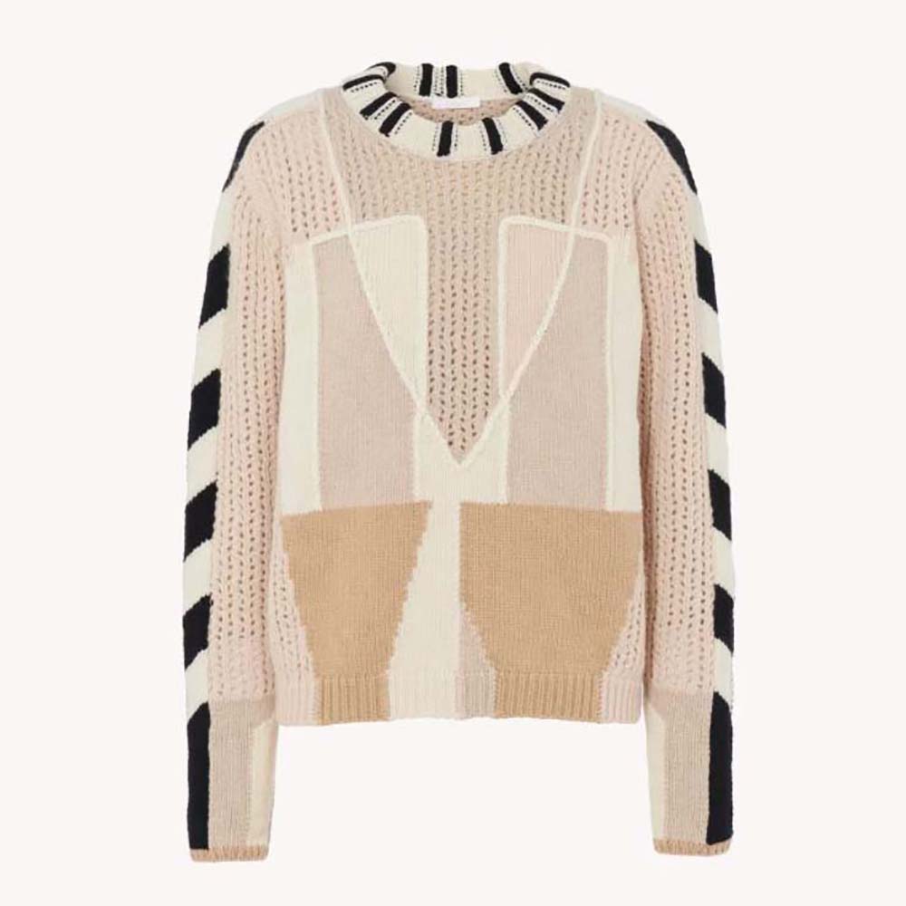 Chloe Women Graphic Knit SweaterBeige