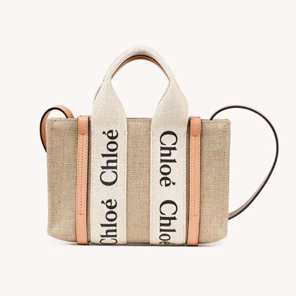 Chloe Women Mini Woody Tote Bag-White