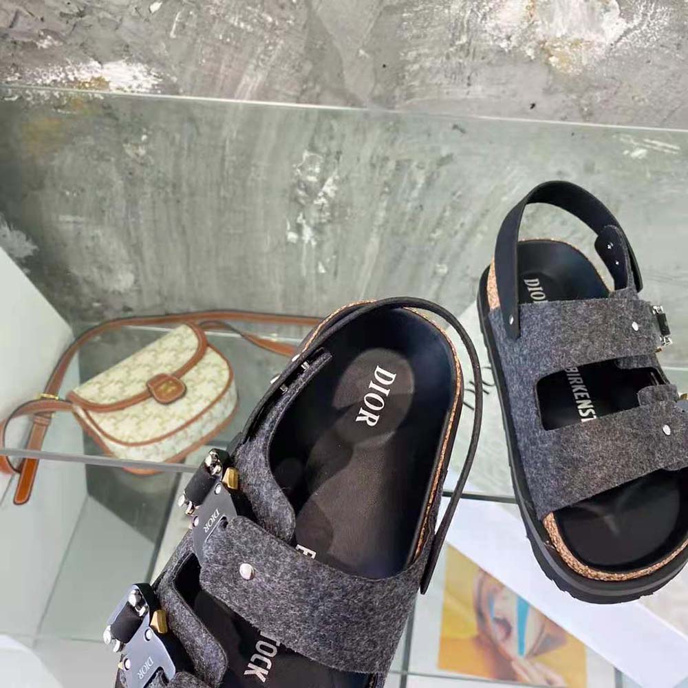 Dior X Birkenstock Milano Sandals In Nubuck Calfskin in Black