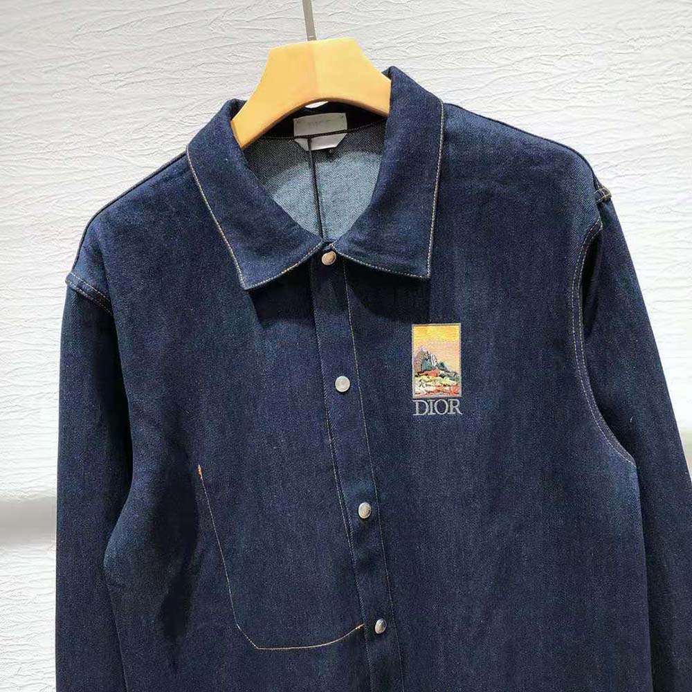 Dior Men Dior and Jack Kerouac Overshirt Blue Cotton Denim
