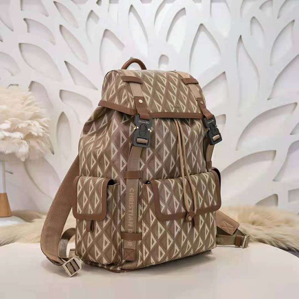Dior Men Hit the Road Backpack Coffee CD Diamond Canvas 4 Dior Men Hit the Road Backpack Coffee CD Diamond Canvas - Image 4