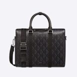 Dior Men Lingot Briefcase Black CD Diamond Canvas and Smooth Calfskin