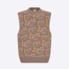 Dior Men Oversized Cactus Jack Dior Sleeveless Sweater Beige and Brown Cashmere Jacquard