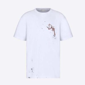 Dior Men Oversized Cactus Jack Dior T-shirt White Cotton Jersey