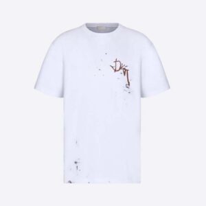 Dior Men Oversized Cactus Jack Dior T-shirt White Cotton Jersey