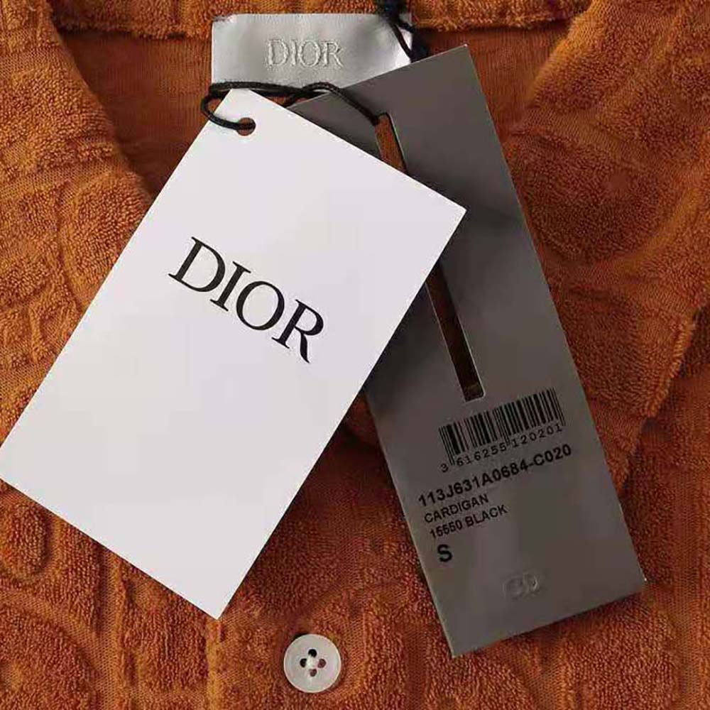Dior Orange Oblique Monogram Jacquard Terry Short Sleeve Polo T