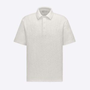 Dior Men Oversized Dior Oblique Polo Shirt White Terry Cotton Jacquard