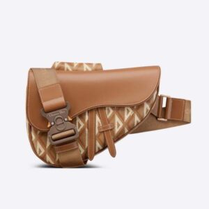 Dior Men Saddle Bag Coffee CD Diamond Canvas and Smooth Calfskin
