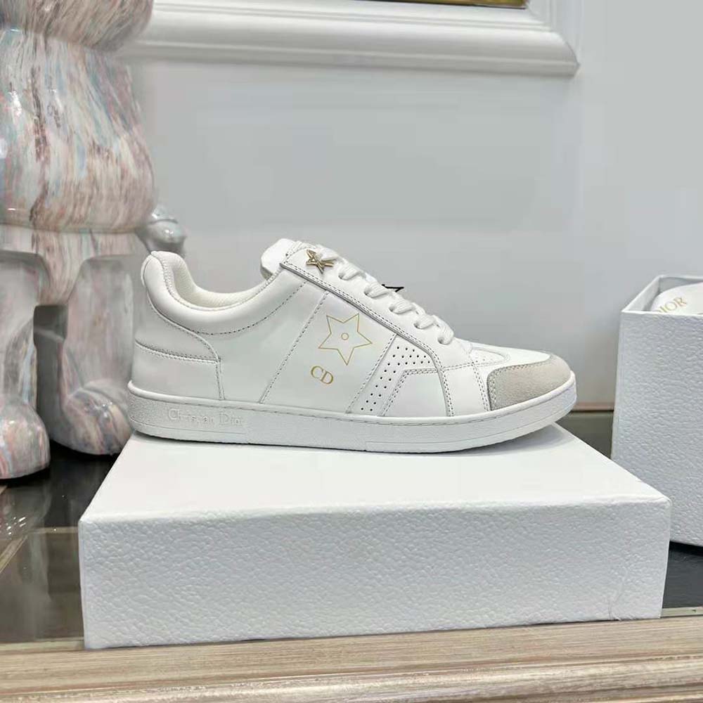 Dior Star High-Top Sneaker White Calfskin and Suede