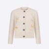 Dior Women Cardigan Ecru Wool and Cashmere Knit with Dior Pixel Zodiac Motif