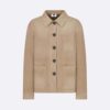 Dior Women Caro Jacket Beige Stretch Cotton with Black Dior Union Motif on the Back