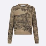 Dior Women Chez Moi Embroidered Sweater Hazelnut Cashmere Knit with Toile de Jouy Motif