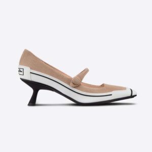 Dior Women D-Motion Pump Nude Technical Fabric and White Rubber