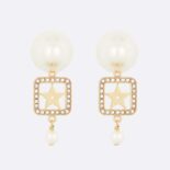 Dior Women Dior Tribales Earrings Gold-Finish Metal with White Resin Pearls and White Crystals