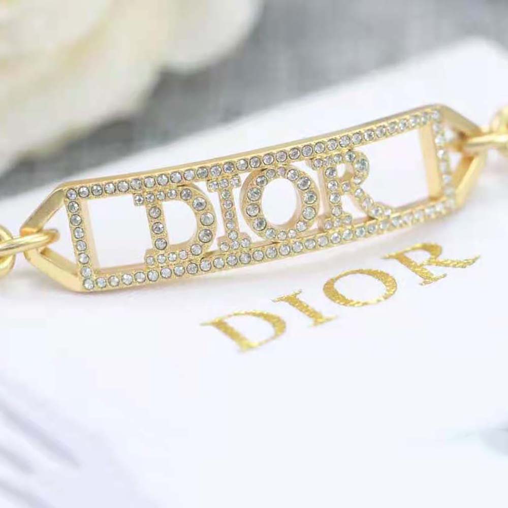 Dior - Dio Evolution Choker Gold-finish Metal and White Crystals - Women Jewelry
