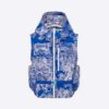 Dior Women Dioriviera Hooded Sleeveless Vest Bright Blue Toile de Jouy Reverse Technical Taffeta Jacquard