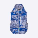Dior Women Dioriviera Hooded Sleeveless Vest Bright Blue Toile de Jouy Reverse Technical Taffeta Jacquard
