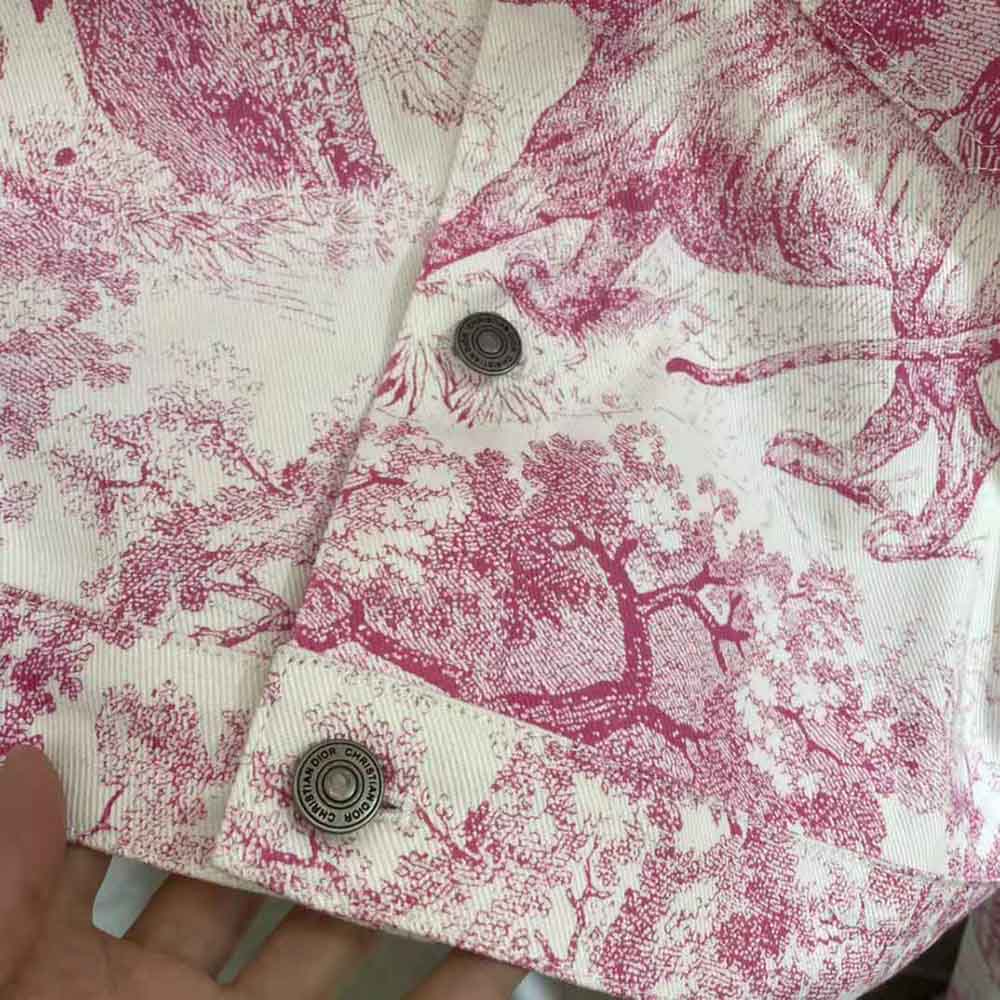 Dioriviera Shorts Pink and Gray Toile de Jouy Sauvage Cotton Denim