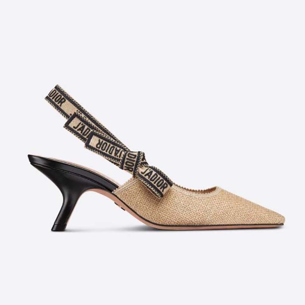 Dior Women Chez Moi Slide White Embroidered Cotton and Black Shearling