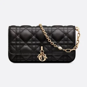 Dior Women Lady Dior Phone Pouch Black Cannage Lambskin