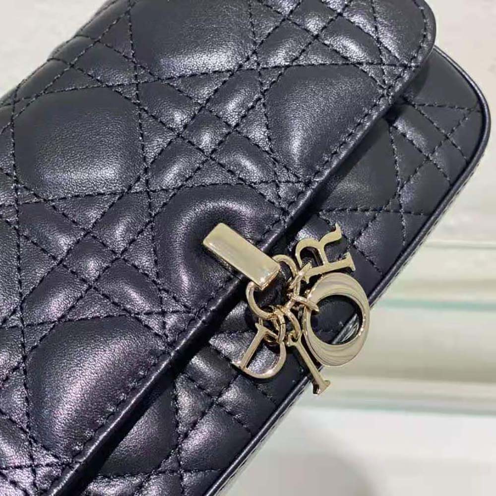 Lady Dior Phone Pouch Black Cannage Lambskin